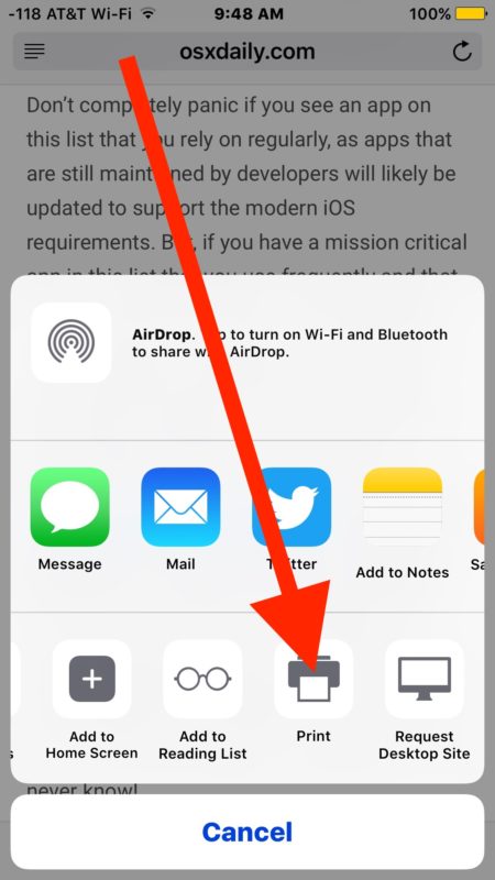 Save as PDF from iPhone or iPad with a gesture from the Print screen