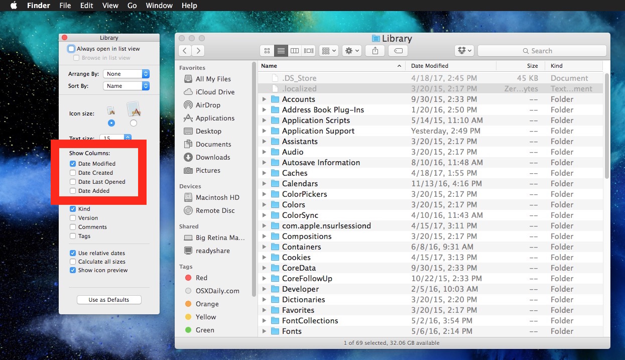 Выберите параметры сортировки файлов по дате для папок Mac