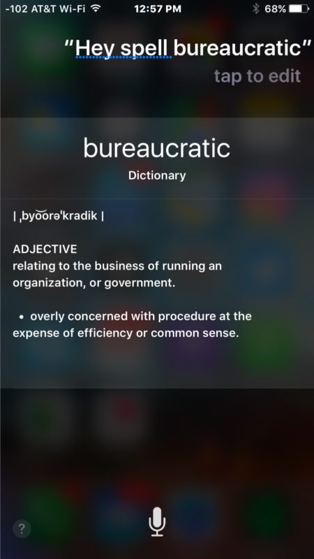 Spelling words with Siri on iphone