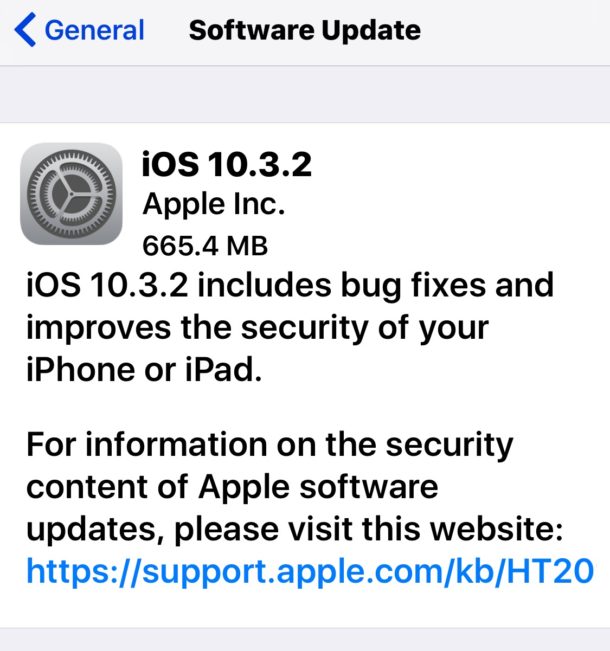 iOS 10.3.2 update