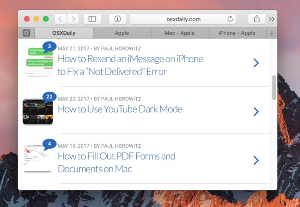 Reopen historical tabs on Mac Safari with a keystroke