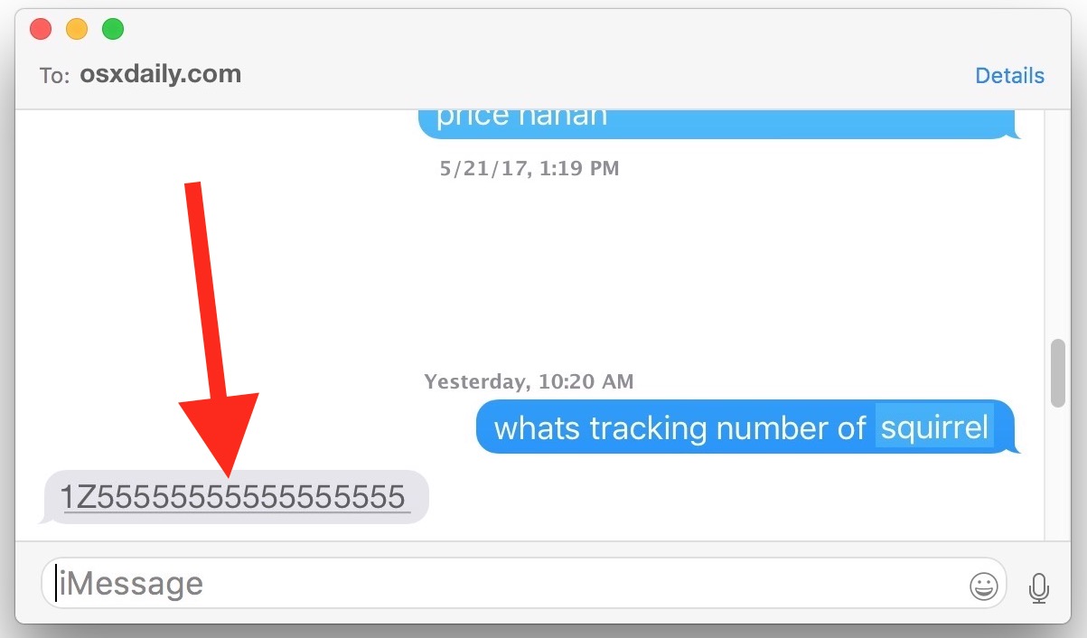 Track a package by tracking number on Mac OS