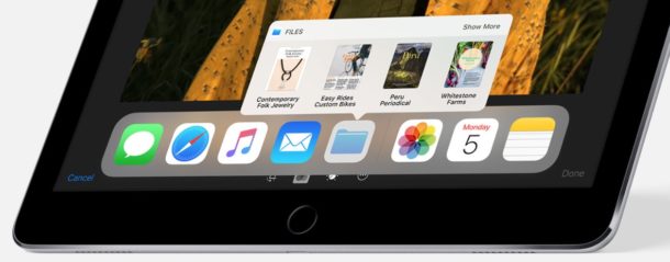 iOS 11 iPad Dock