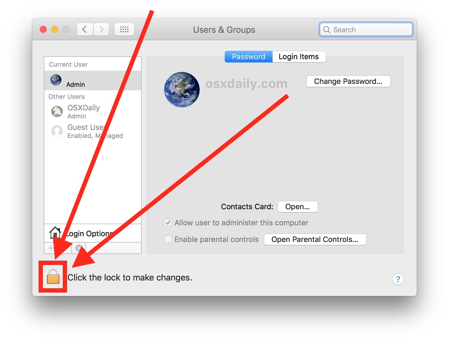 Creating a new admin user account on the Mac