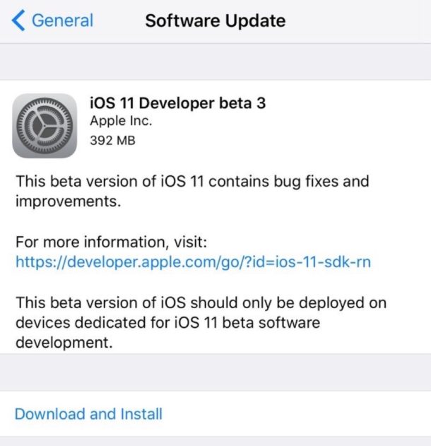 iOS 11 beta 3