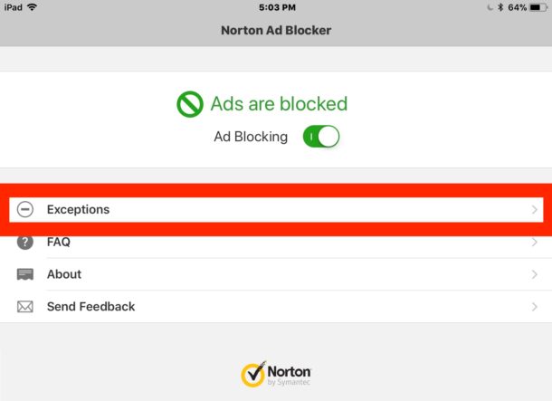 Add an exception to the ad blocker plugin in iOS