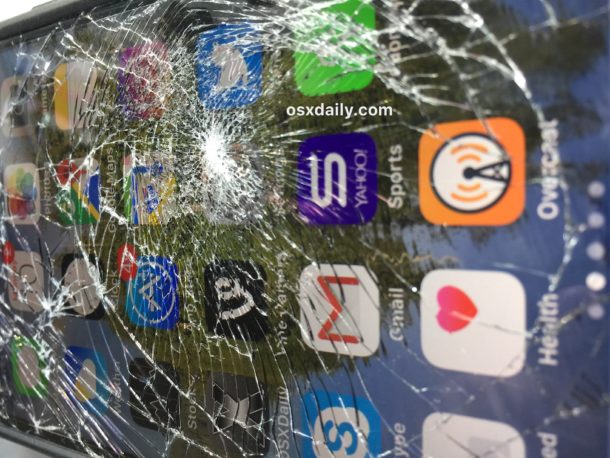Broken iPhone screen glass