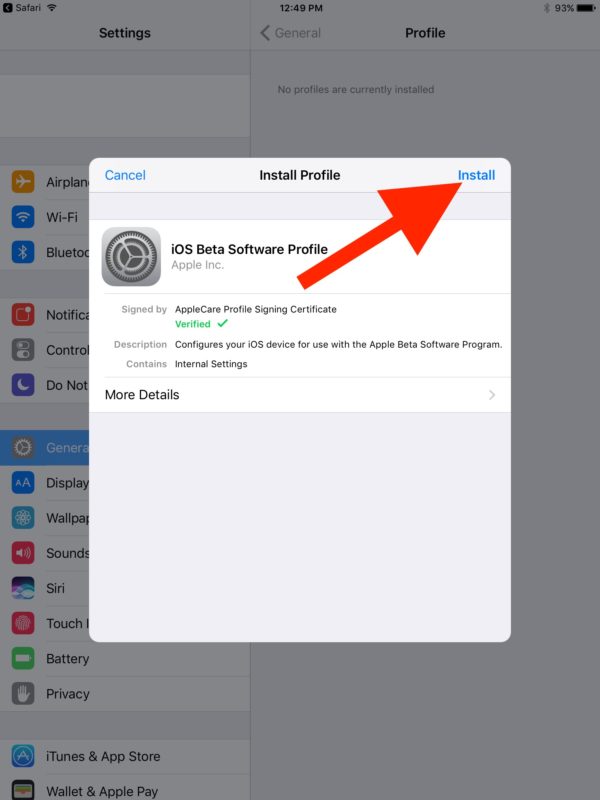 Install the iOS 11 public beta profile