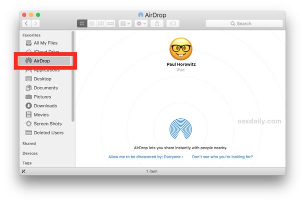Access AirDrop on Mac