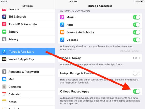 Offload unused apps in iOS 11