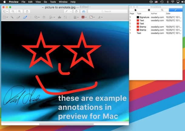 Annotation names in Preview for Mac