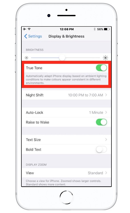 Enable True Tone on iPhone