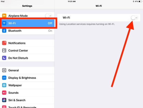 How to disable Wi-Fi on iOS 11