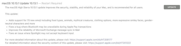 MacOS High Sierra 10.13.1