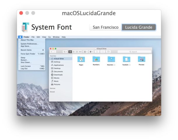 Измените системный шрифт MacOS на Lucida Grande