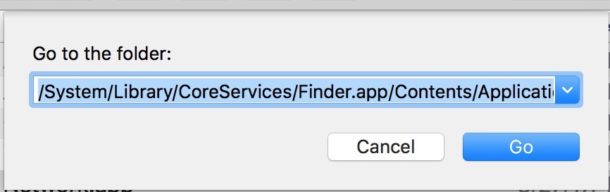 Go To Folder to access iCloud Drive folder