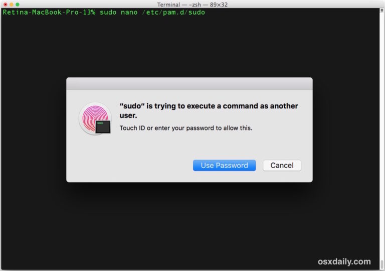 How to Use Touch ID to Authenticate sudo on Mac OS - OS X Daily
