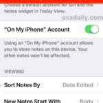 Change Notes default account in iOS