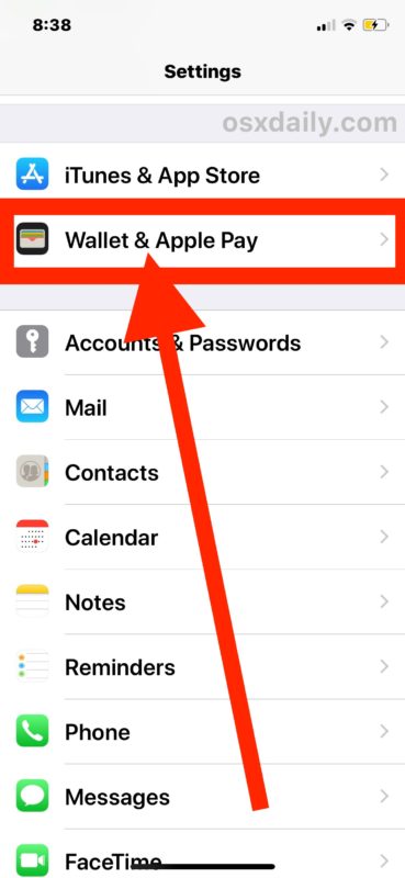 Go to Wallet and Apple Pay 