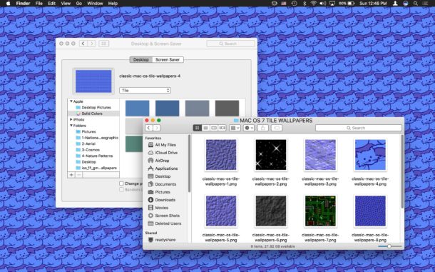 Flying cats tiled wallpaper in modern Mac OS