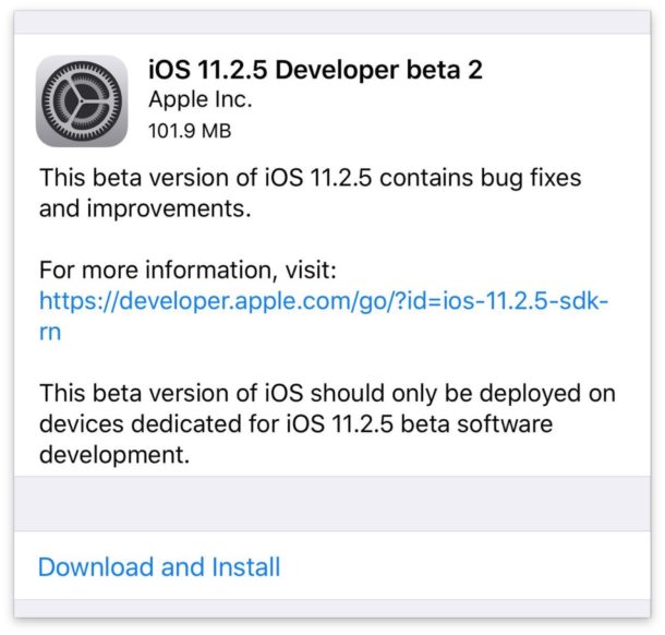 iOS 11.2.5 Beta 2