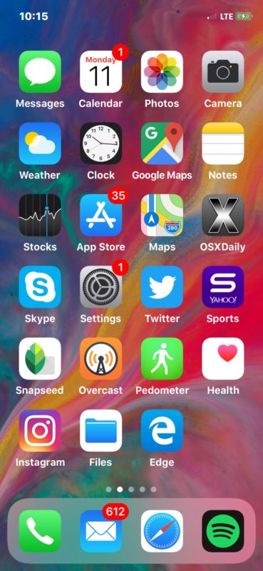 Домашний экран iPhone X