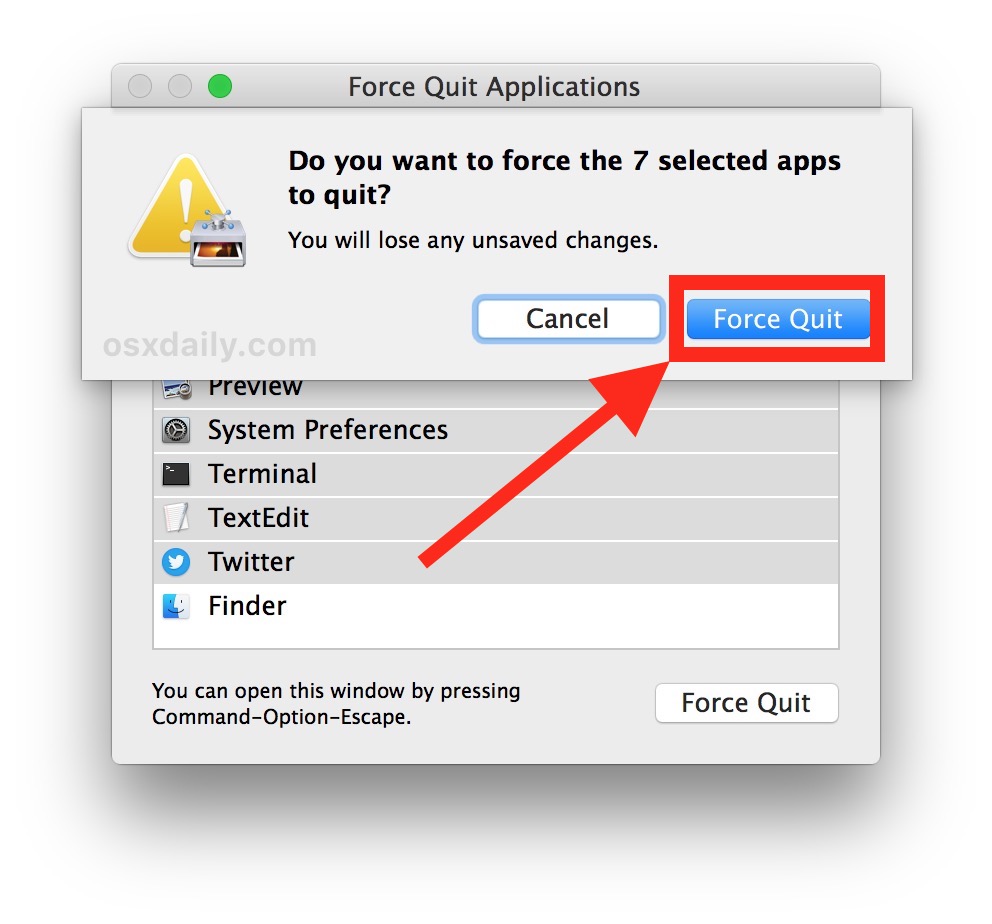 Force quit multiple Mac apps at the same time