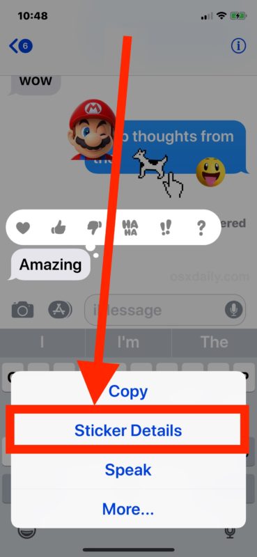 How to remove Stickers from iMessage conversations in iOS