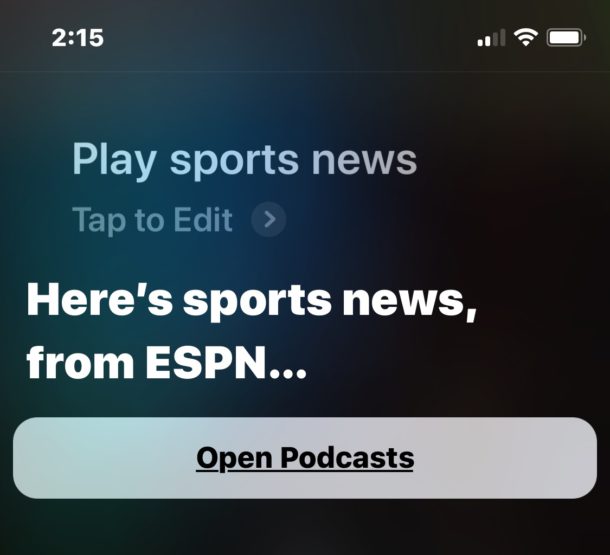 Слушайте спортивные новости от Siri