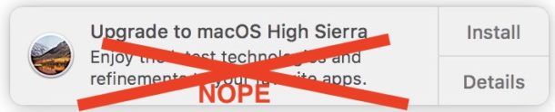 Stop Upgrade to macOS High Sierra update notifications