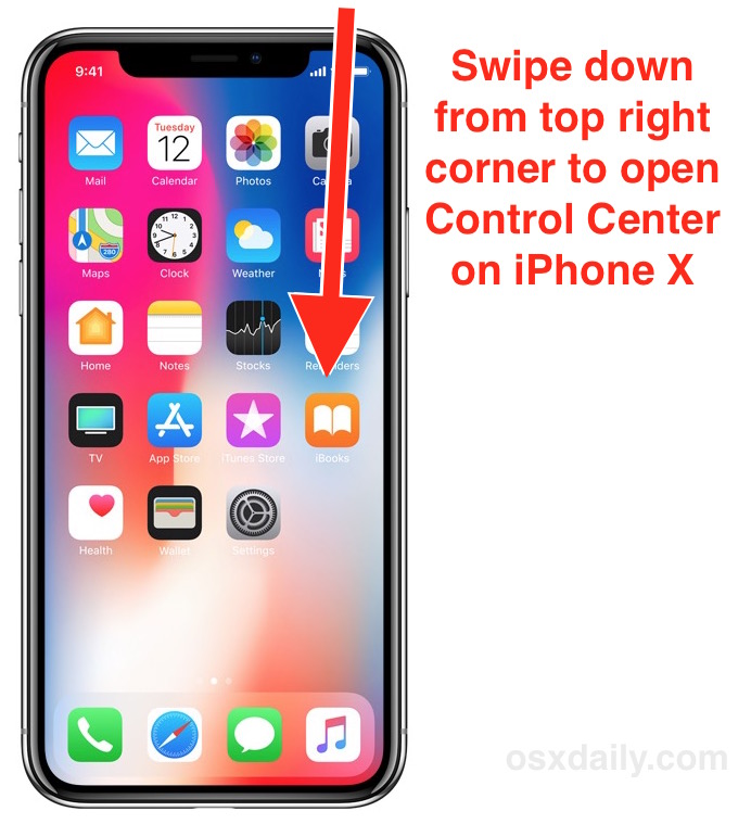How to access Control Center on iPhone X