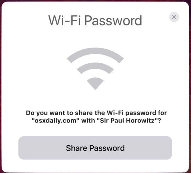 How to share wi-fi passwords in iOS