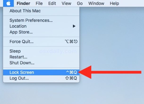 How to lock screen in MacOS via Apple Menu