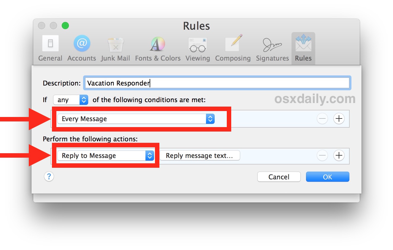 Как создать автоответчик на электронную почту в Mail для Mac