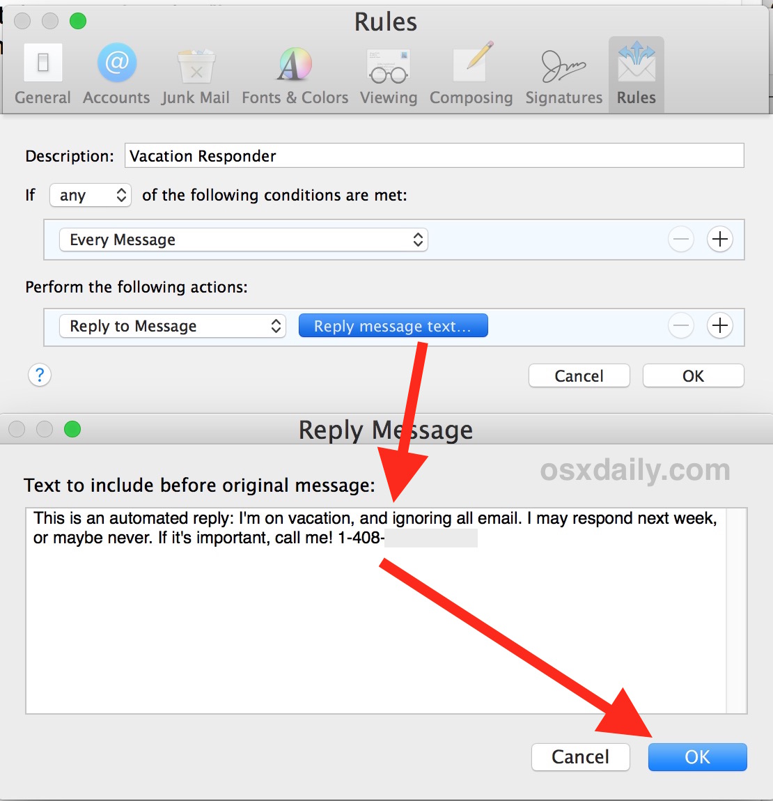How to create an autoresponder for email in Mail for Mac