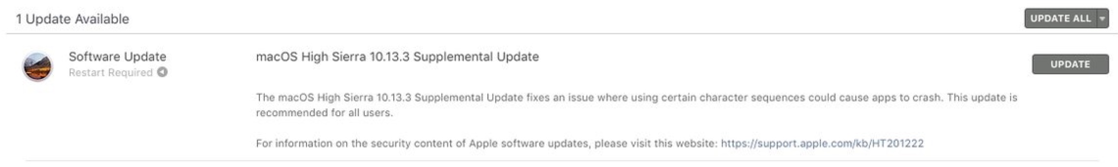 macOS 10.13.3 Supplemental Update