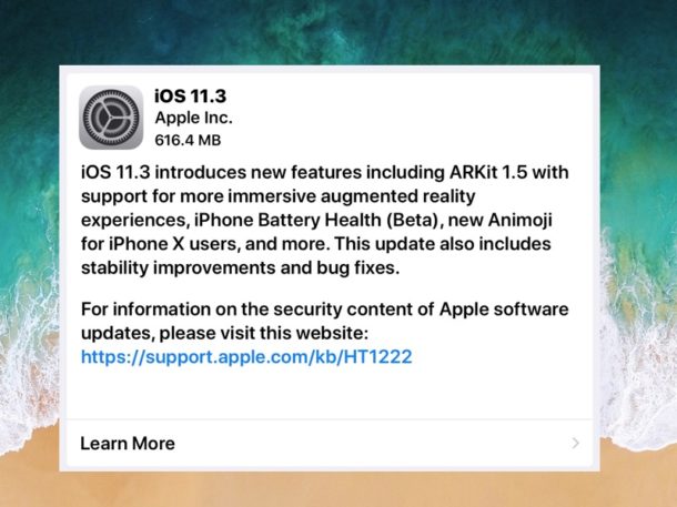 iOS 11.3 download update