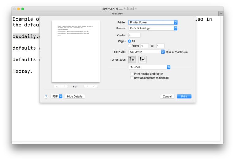 How to Show the Expanded Print Details Dialog in Mac OS by Default - OS ...