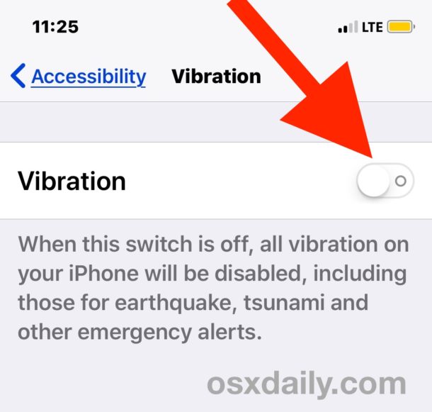 How to disable all Vibration on iPhone