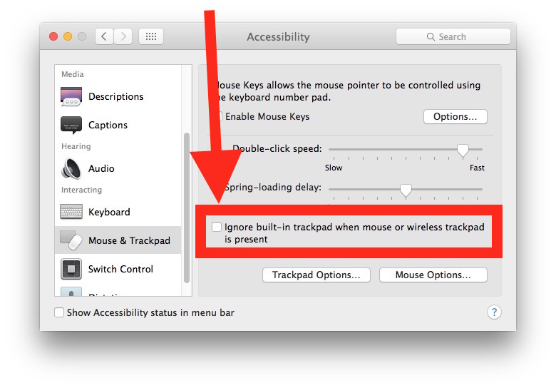 Исправьте Mac для одновременного использования внутреннего трекпада и внешней мыши или трекпада