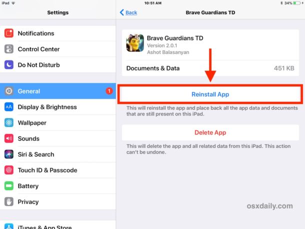 How to reinstall an offloaded app in iOS