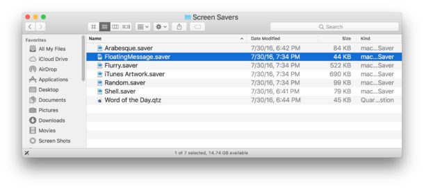 Default screen saver folders on Mac