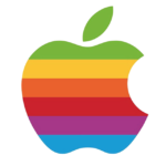 Old original Apple logo retro rainbow