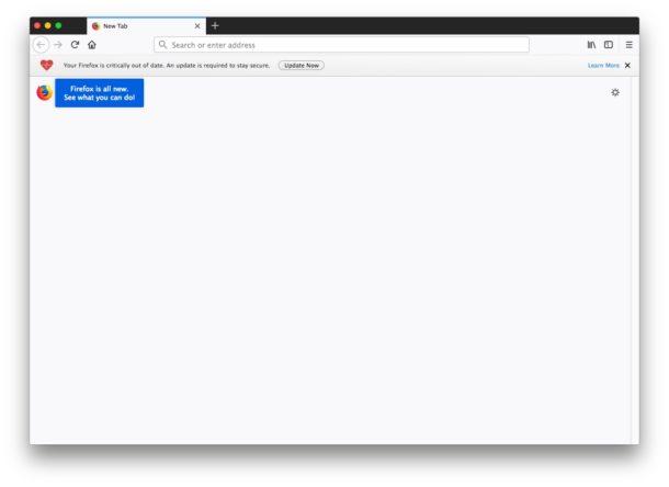 A blank simple Firefox launch page