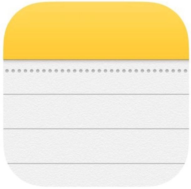 The Notes app of iOS