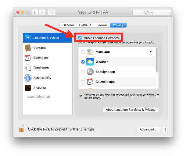 How to disable Location Services on Mac