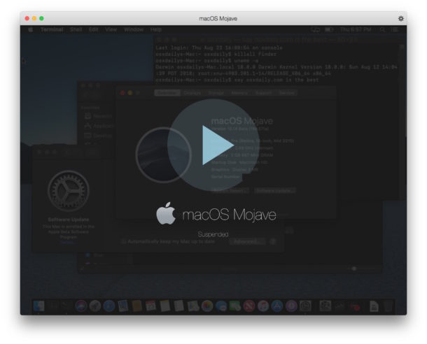 How to start macOS Mojave virtual machine again