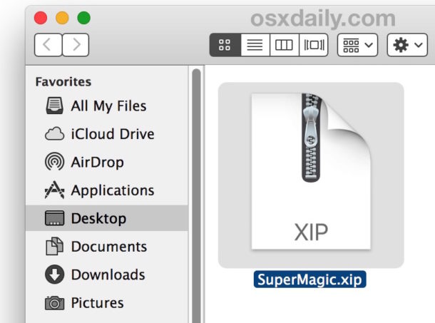 Открытие файла xip на Mac
