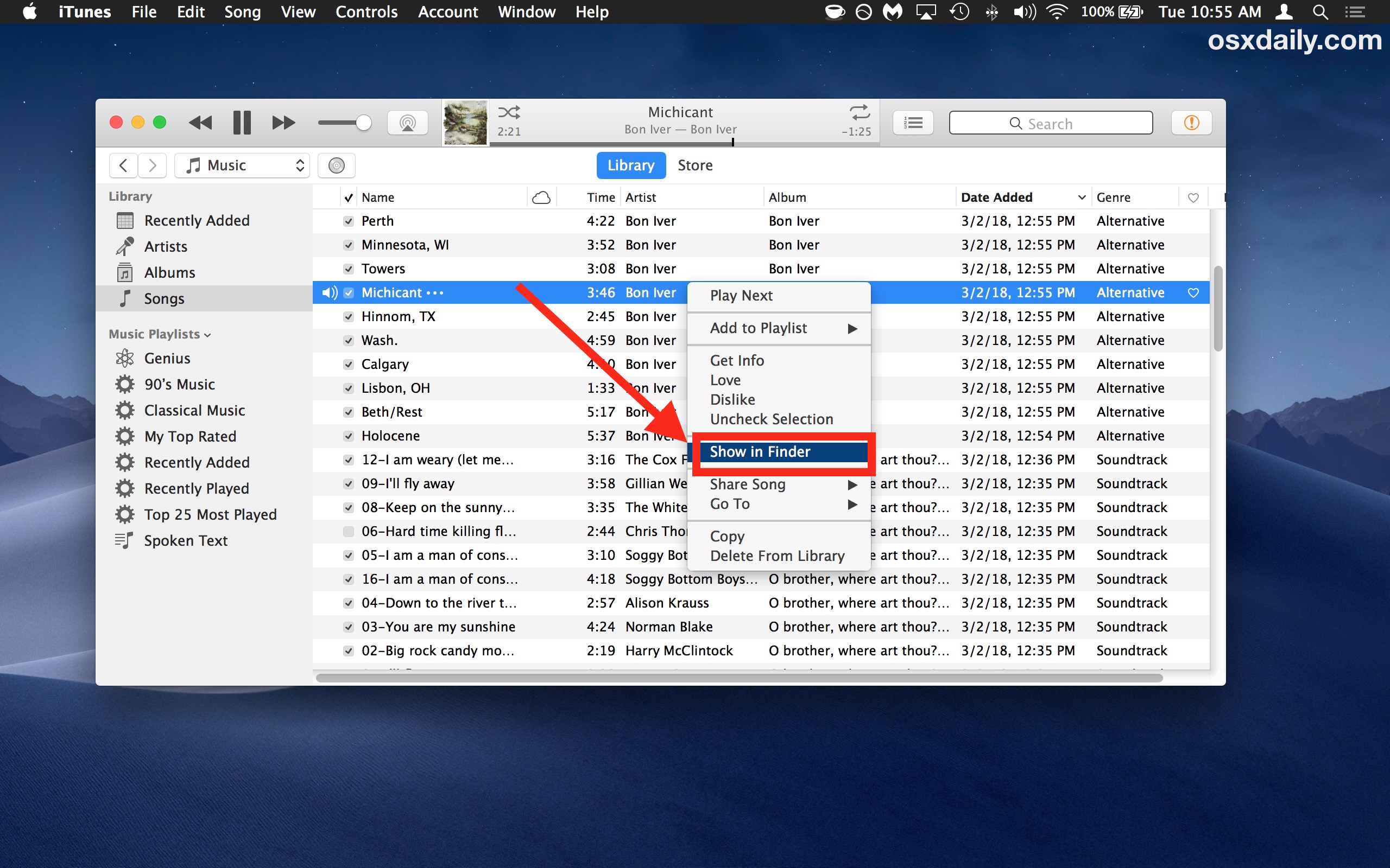 How to access audio files from iTunes quickly