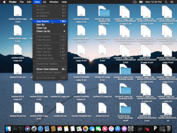 Clean desktop clutter with Stacks
